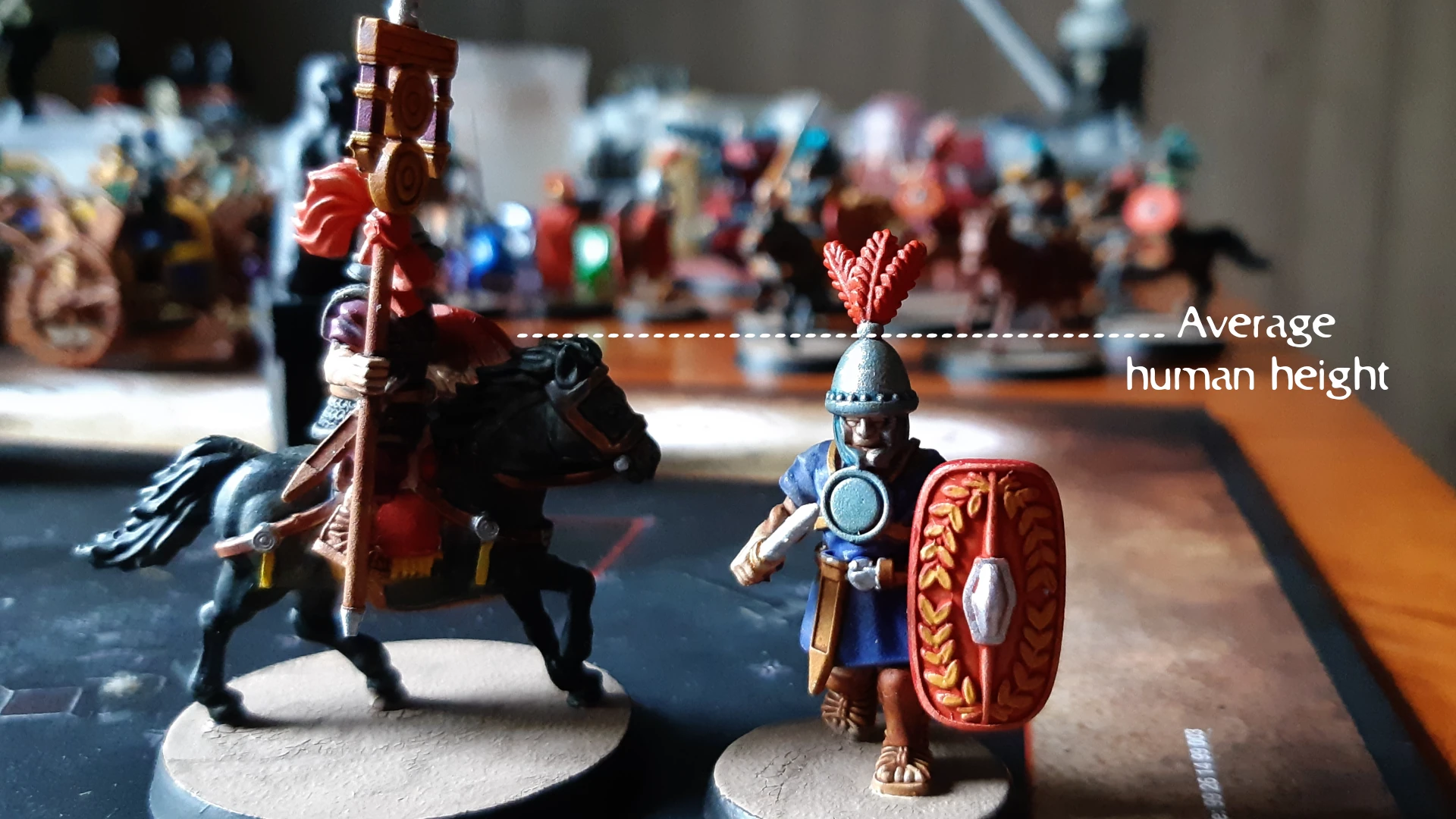 Roman soldier miniatures with comically mismatched heights