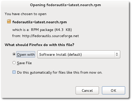 downloading fedora utils in firefox
