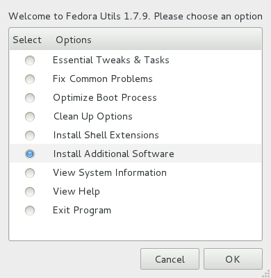 isntall additional software with fedora
  utils