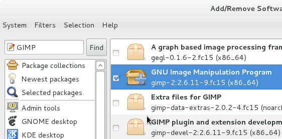 Installing GIMP with a few clicks.