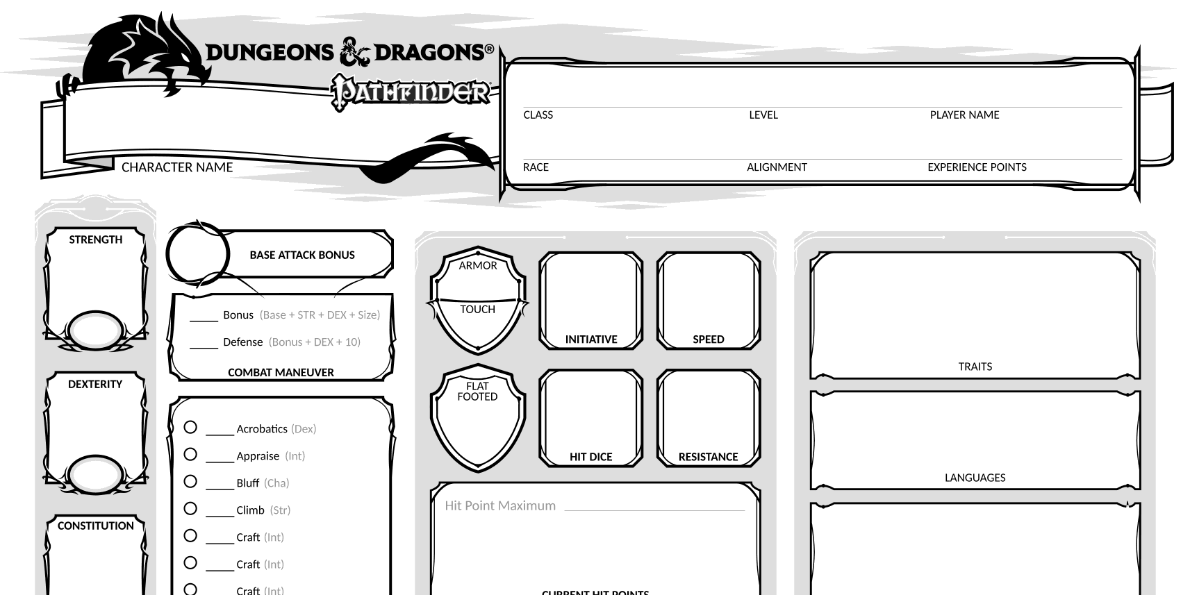 Pathfinder 5e Character Sheet Mixed Signals